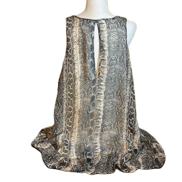 Python Print Judith March Sz S Oversized Dress Cold Shoulder Tie Arms Loose Fit - Picture 5 of 12